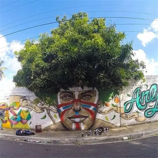 artist，Street Art，a literary creation，tree，